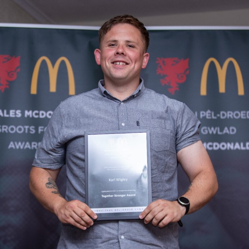 Karl Wigley receiving the Together Stronger Award, a Don't Hide contributor