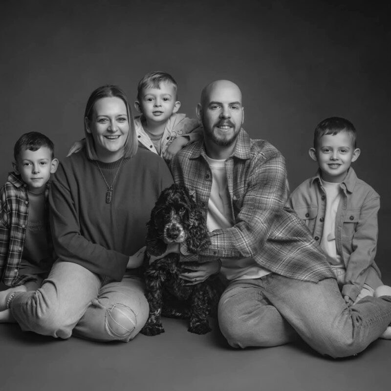 Jess Jones with her family and dog